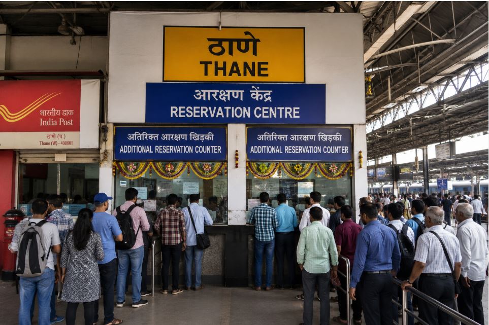 Thane Railway Station Adds Extra Reservation Counters Before Ganesh Festival Rush to Konkan